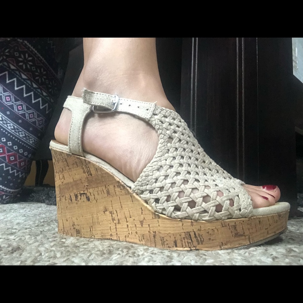 JCP Tan Wedges